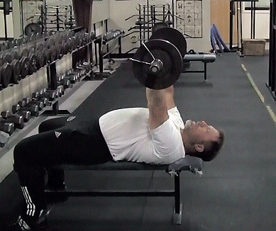 (3)哑铃颈后臂屈伸标准示范:双臂放于颈后两手合握一个哑铃,将其高举