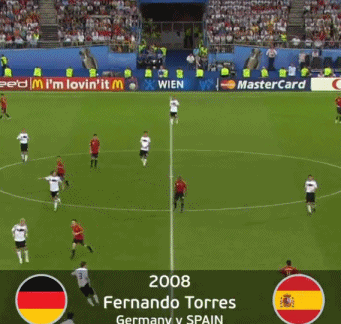 前的今天,西班牙国家队在欧洲杯的决赛中凭借托雷斯的进球1-0战胜德国