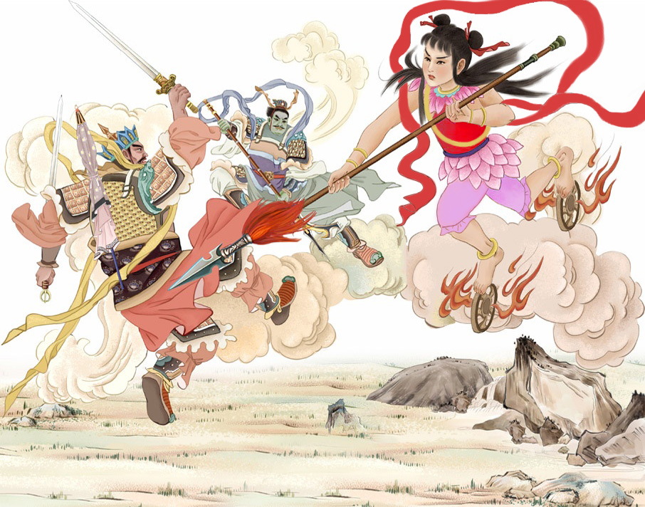 这里值得一提的是殷郊与哪吒,根据元末的神话古籍《三教搜神大全》