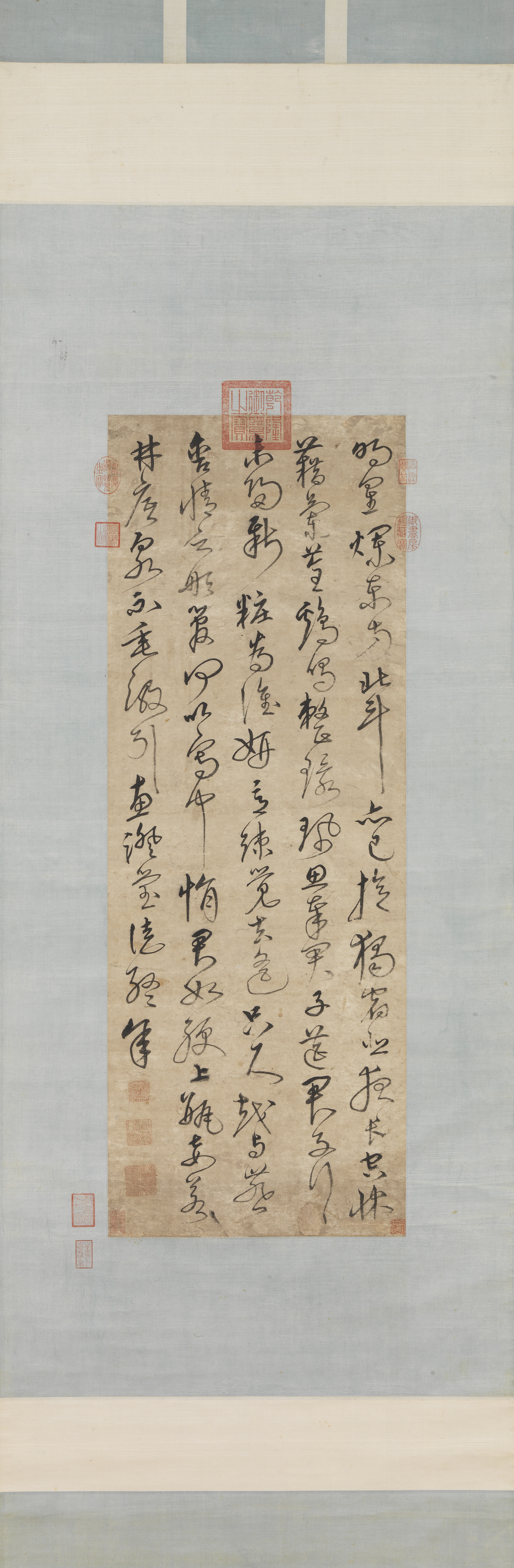 行草书|经典碑帖：沈粲《书古诗轴》，点画瘦劲，别具飞动的态势