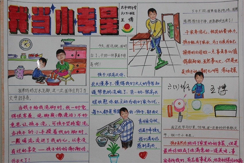 尚义太小我帮父母做家务,人人争当小孝星主题