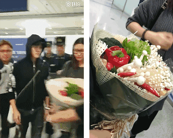 周冬雨|张雨绮收到蒜头花篮，周冬雨收到火锅花篮，王一博也收过奇葩礼物