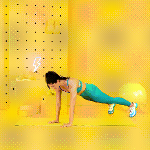 保持一只手臂撑地,另一只手臂屈肘向上抬起去摸对侧肩膀俯身,双臂位于