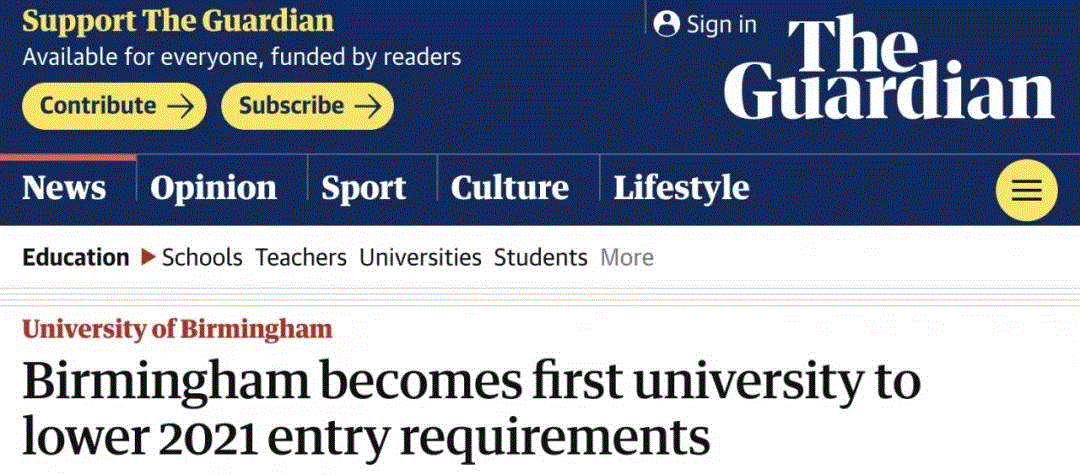 wow！英国大学降低2021入学要求！