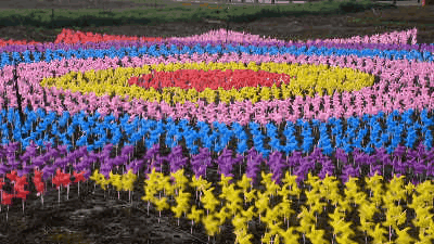 正愉快地迎接你的到来纸风车在呼啦啦地转着成千上万的你会发现