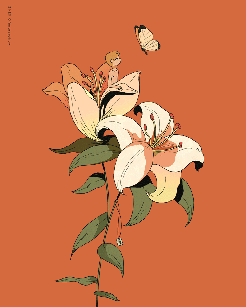 素描彩色风格多种类花朵插画
