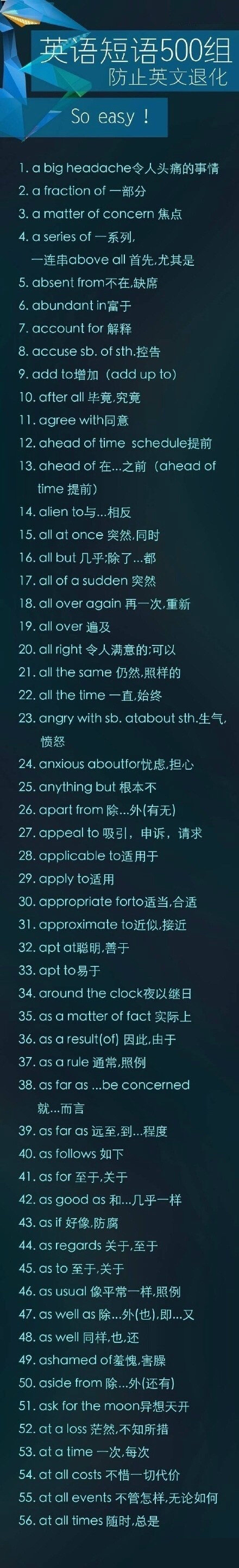 500组常用英语短语 防止英语退化 阅读写作都能用 练起来 腾讯新闻