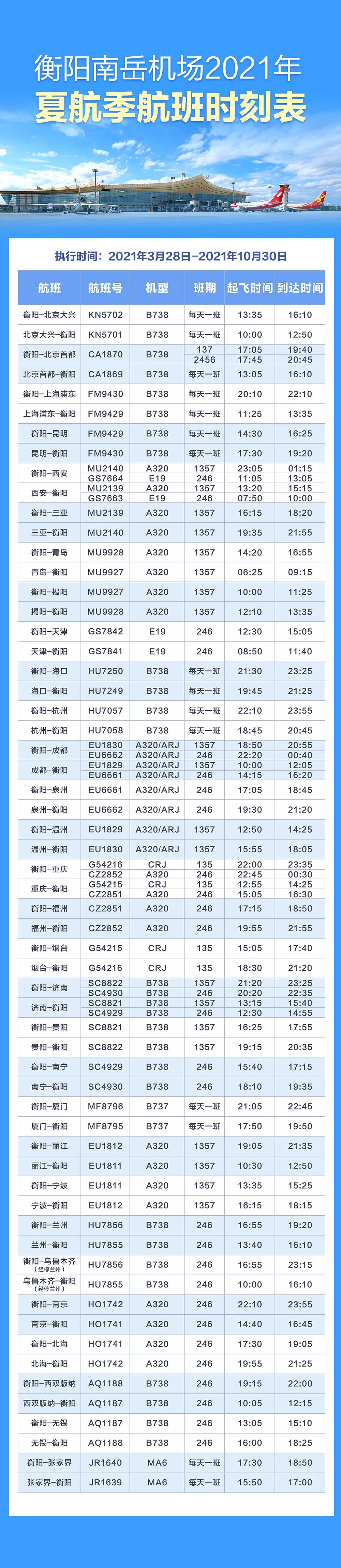 南岳机场航班时刻表图片