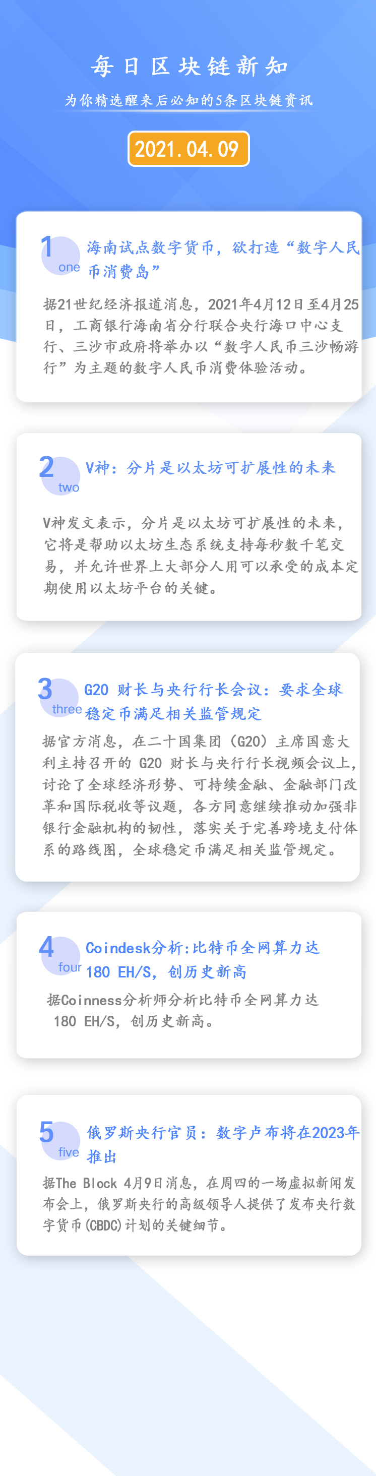 21年04月09日 区块链每日必知 海南试点数字货币 欲打造 数字人民币消费岛 腾讯新闻