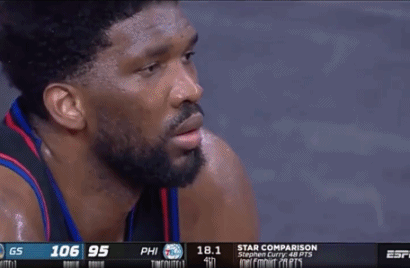 库里天神下凡之夜众生相:恩比德闭目无语,格林化身迷弟,76人球迷倒戈