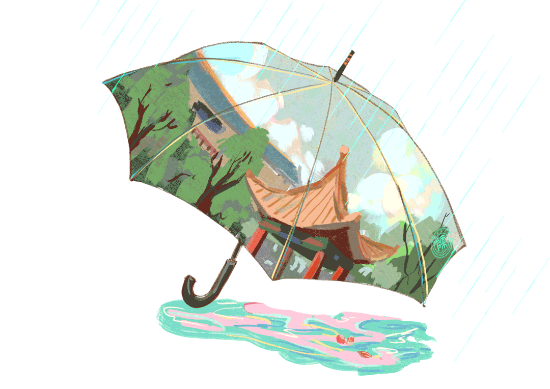 憩 静赏春雨是陶冶身心的安宁畅志园的独特滋味竹林丛生 疏密交错撑伞