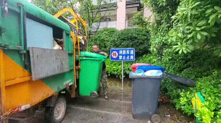 垃圾车倒垃圾动图图片