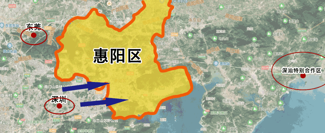 摊开惠州地图,惠阳西接深圳,北临东莞,南面是香港,又是深圳本土与深汕