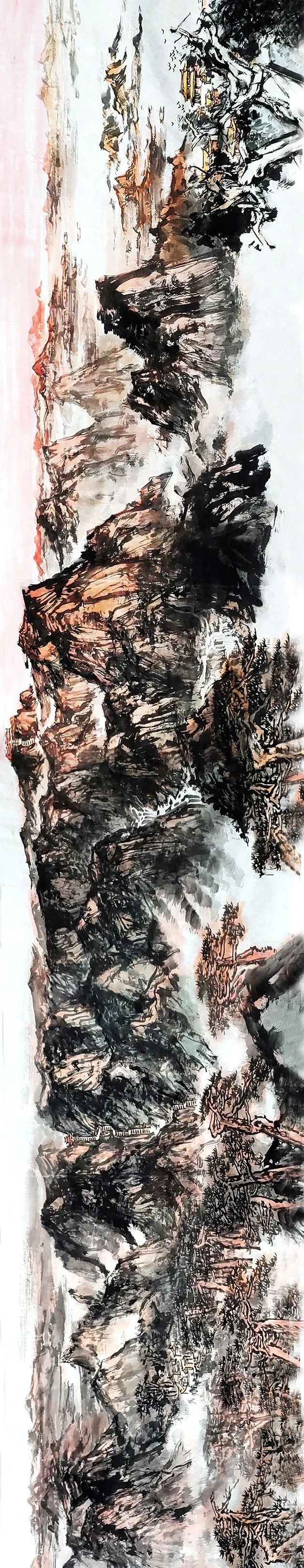 著名画家孟鸣先生创作的25米东岳泰山图卷震撼亮相