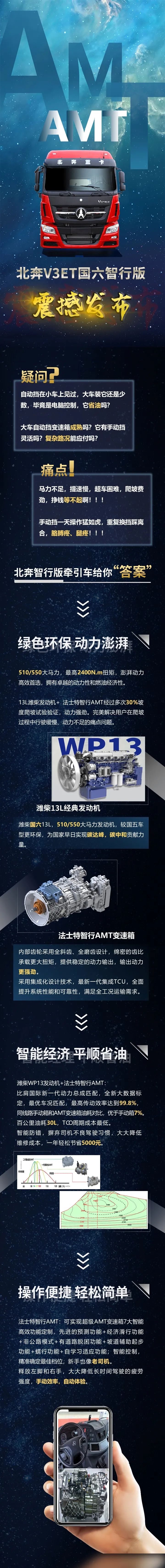 搭载潍柴13升机＋法士特智行AMT！又一款国六高端牵引车上市