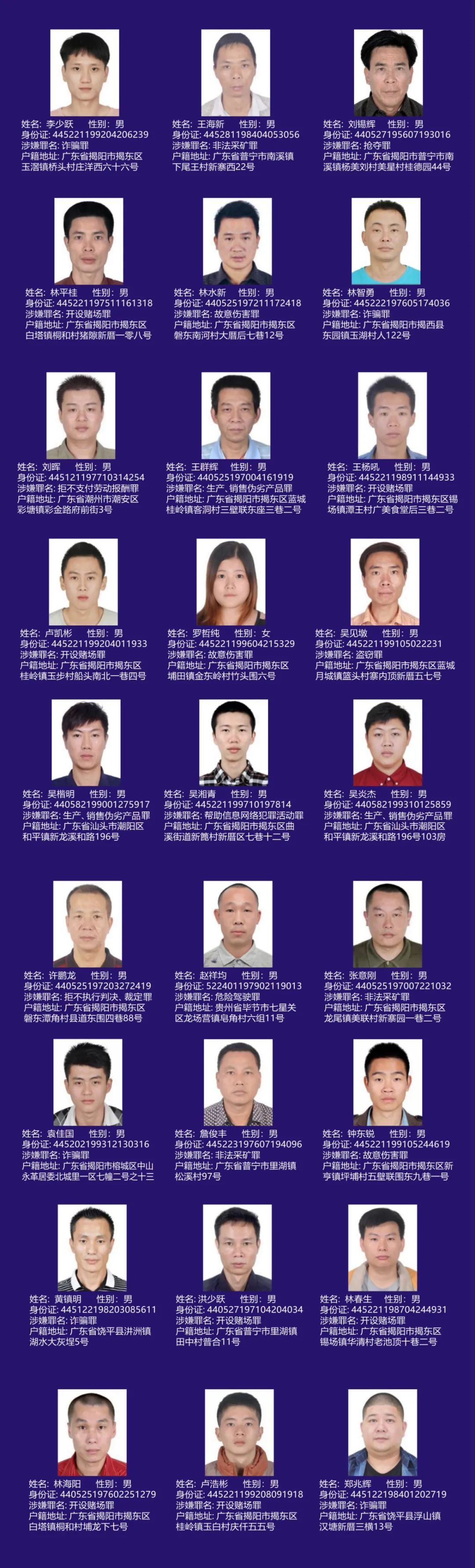 广东:揭阳悬赏追捕48人!