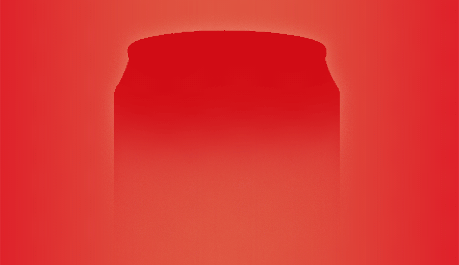 飘带之类的部分视觉元素不要了,将「可口可乐」标志上移,瓶身看起来