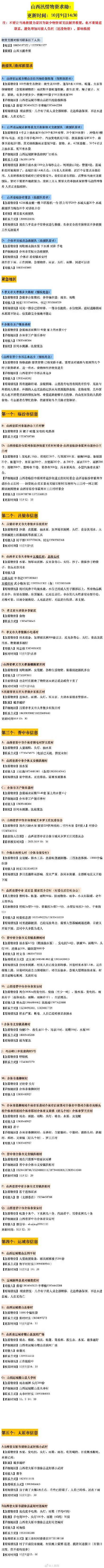 最新汇总！山西急需这些物资，转扩！