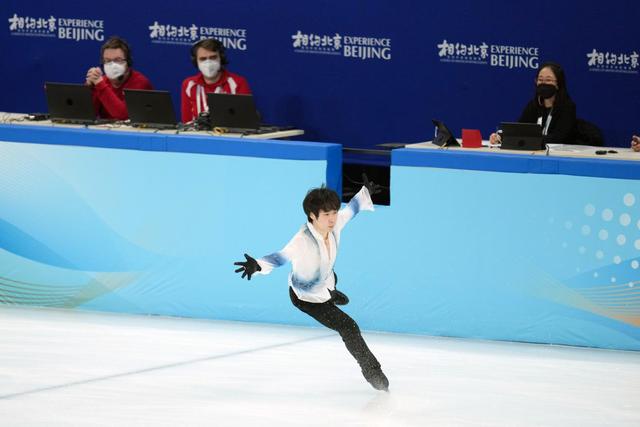 10月14日，中国选手金博洋在男子单人滑短节目比赛中。