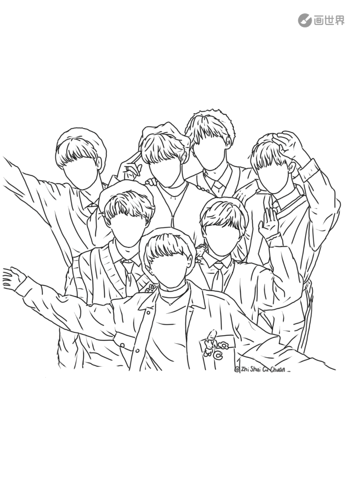 时代少年团线条画快来收藏