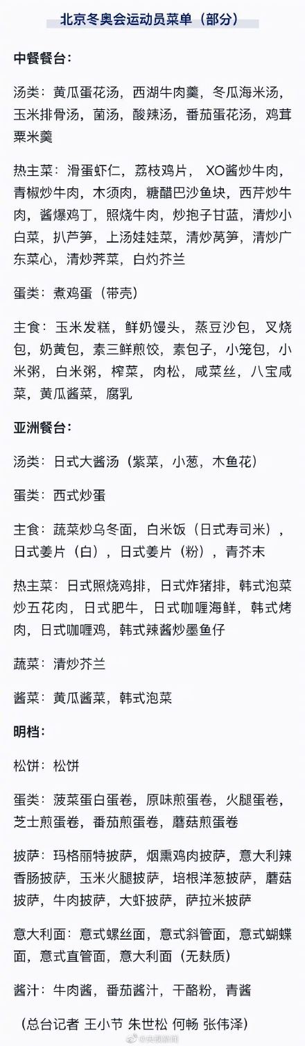 北京冬奥会运动员菜单公布678道特色菜品上榜中餐餐台惊艳