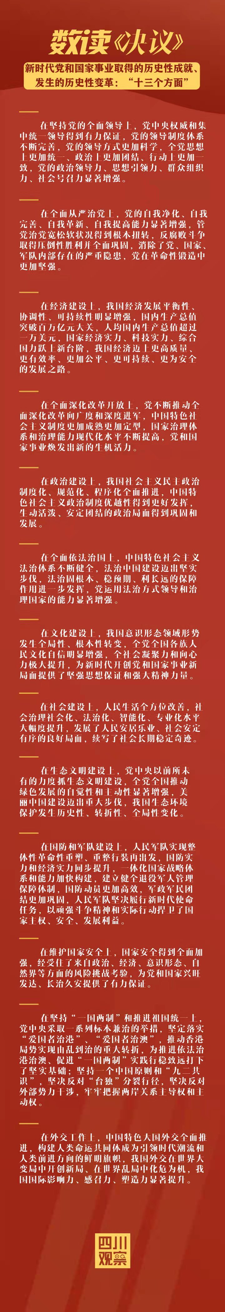 从十三个方面分领域总结了新时代党和国家事业取得的成就