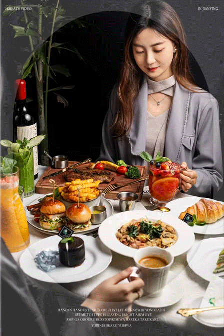 美女吃饭西餐厅图片