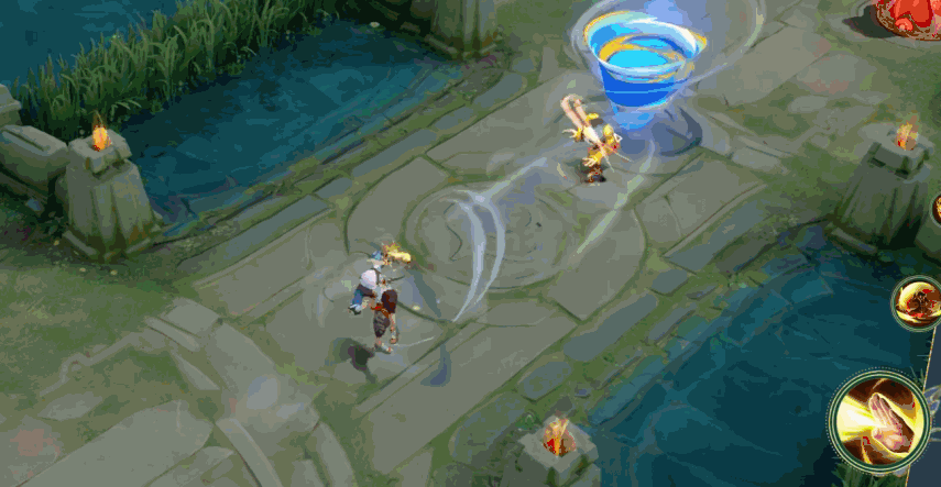 人形态一技能:冲拳式普攻由原皮肤的气功弹变为靛蓝色风刃,左拳虎爪