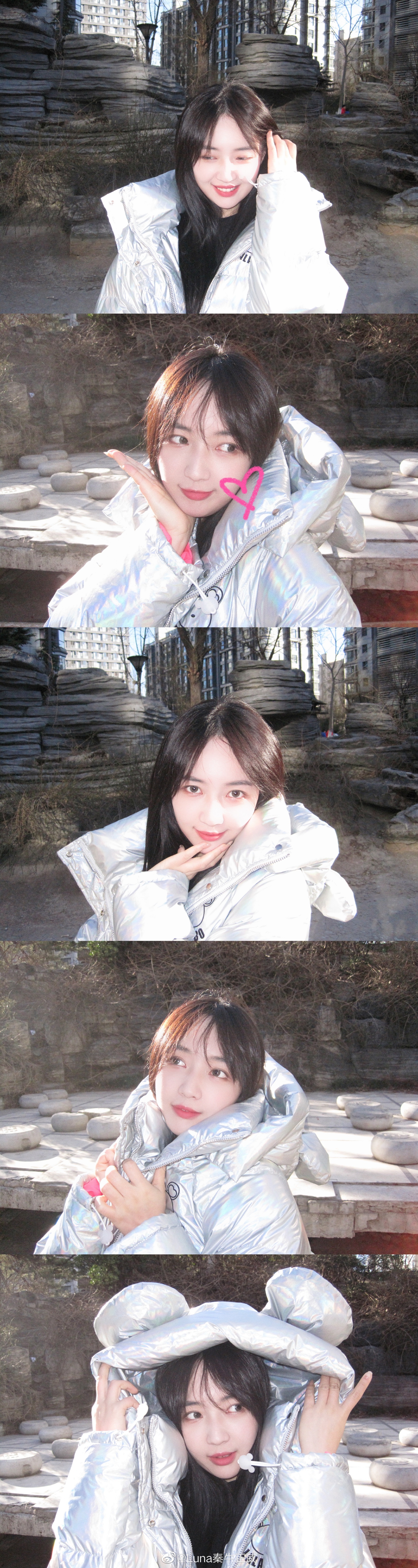 秦牛正威晒自拍美照无论是麻花辫还是黑色卷发造型都是清纯可人