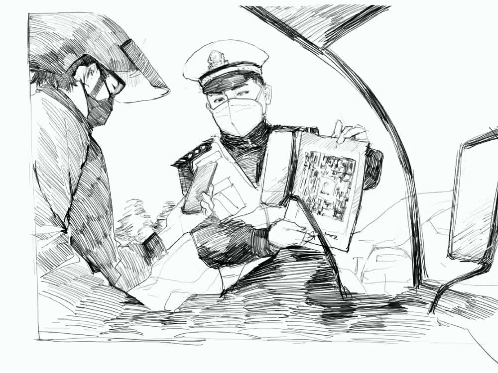 践三能战疫情以笔为戎95后警花速写最美逆行者