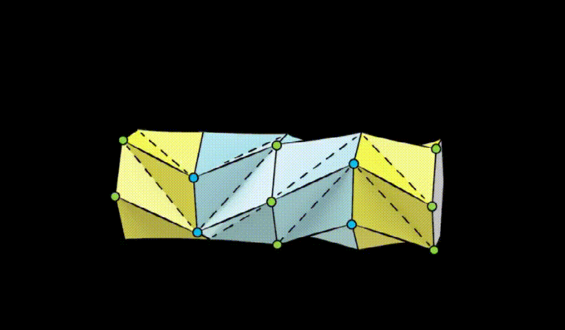 图一:基于kresling双极子(dipole)和双对称结构设计的kresling爬行