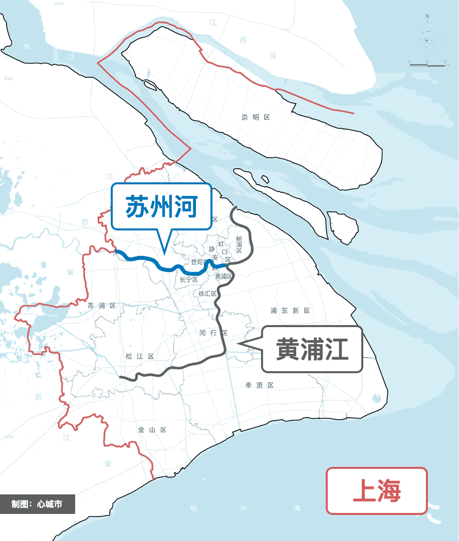 从苏州河看上海(图片来源:网络)苏州河从烟波浩淼的太湖轻泻东下