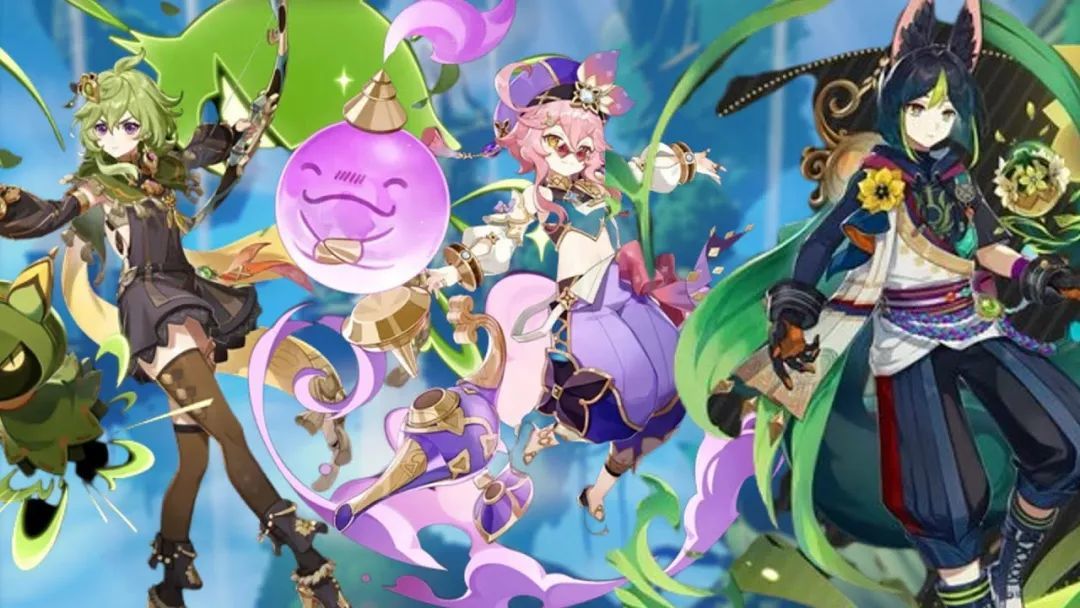 原神30草系角色建模对比妮露c位比肩胡桃草神像羽毛球