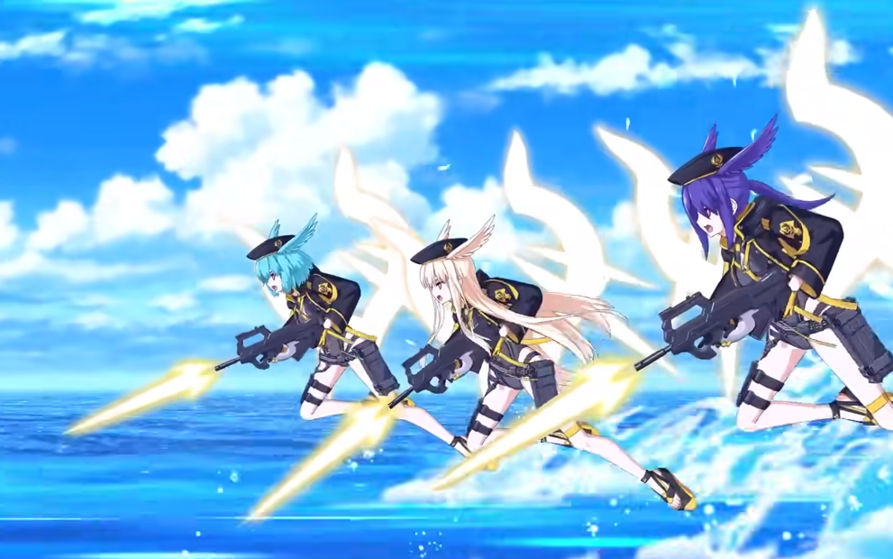 fgo杀阶泳装女武神宝具动画持枪美少女复制人团体fgo版少女前线