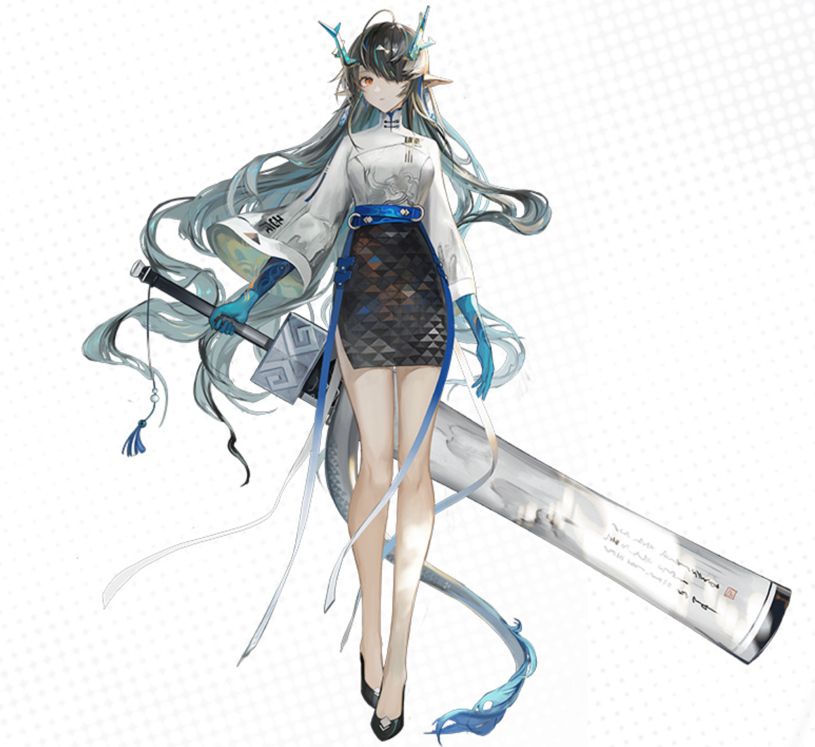 这是春节限定干员夕的时装,这头身比简直了……而星熊的那套时装,则是