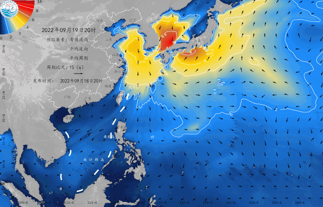 9月19~23日西北太平洋海浪数值预报美丽海岛海域海况预计明天,东极岛