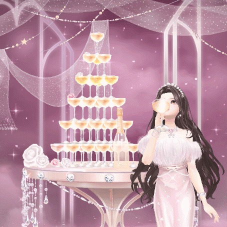 双飞情侣特效粉色的香槟塔,甜蜜香味萦绕,一整个的浪漫氛围~超凡双飞