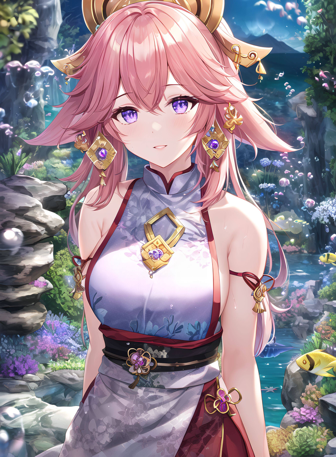 原神美图:菲谢尔,八重神子,九条裟罗