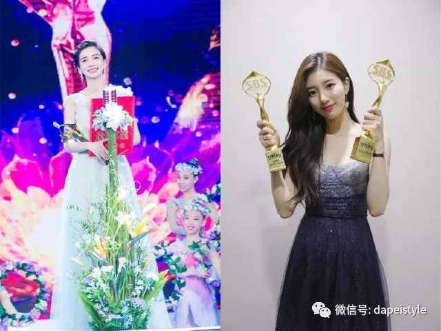 素颜美女裴秀智撞衫时尚辣妈杨颖,同穿星空吊