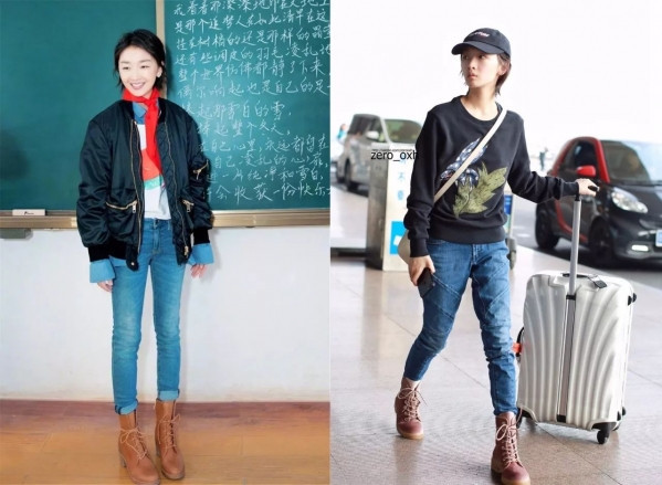 周冬雨告诉你,小个子女生穿马丁靴也能穿出大长腿