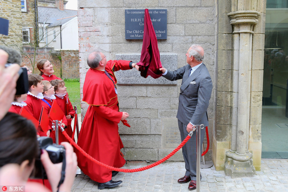 英查尔斯王子为地方学校揭牌忍不住逗娃满眼慈爱