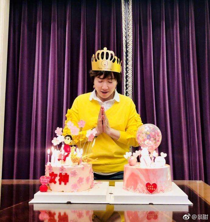 景甜为妈妈以及工作人员同待遇庆生,张继科准