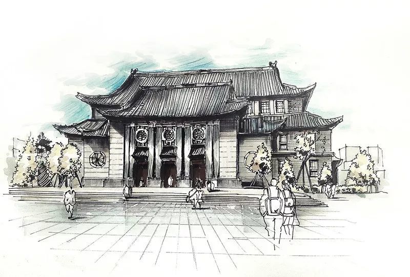 河大学生用钢笔手绘开封美景竟然如此惊艳