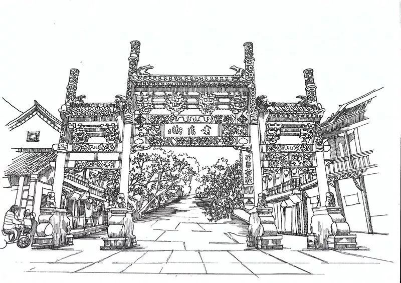 河大学生用钢笔手绘开封美景竟然如此惊艳