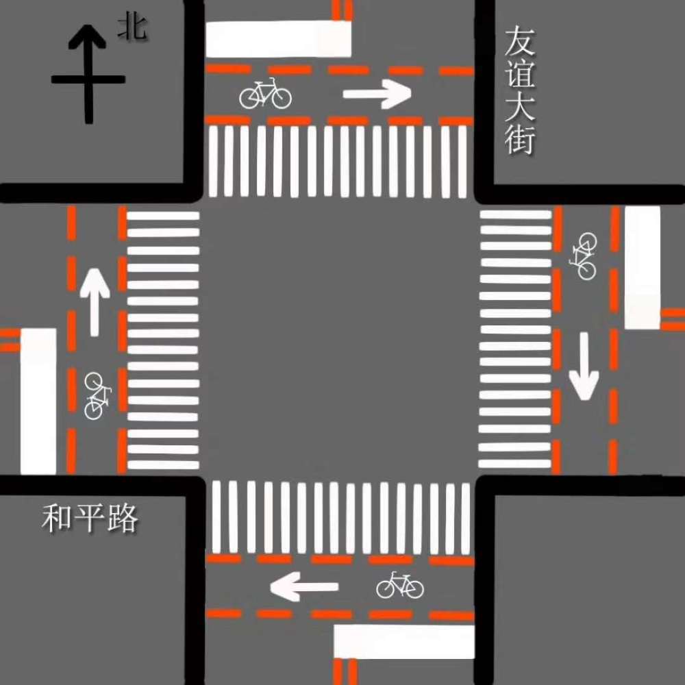 石家庄这个路口自行车逆行"合法化"了 ,咋回事?