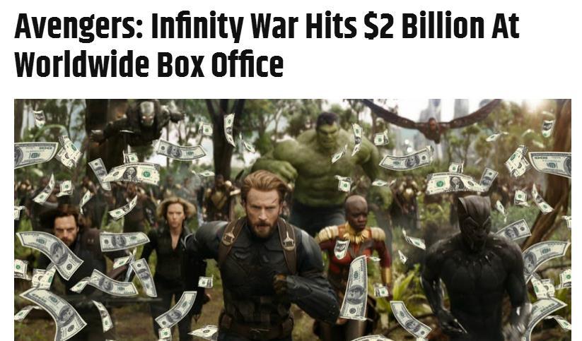 影史第四 《复联3》票房突破二十亿美元
