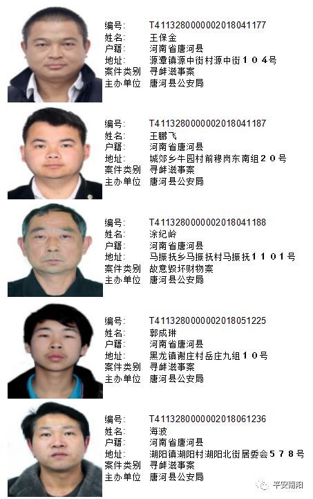 河南警方发布通缉令市民见到这些人请速报警