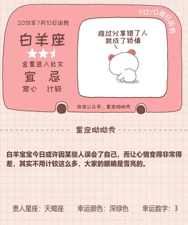7月10日十二星座运势 有一个星座金钱滚滚而来 腾讯网