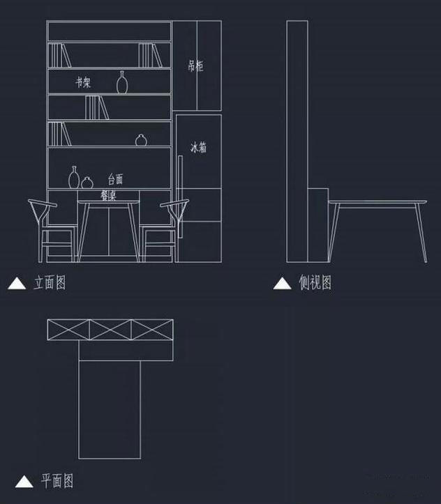 餐边柜家具三视图洗衣机放在了卫生间门外,做一体的玄关柜.