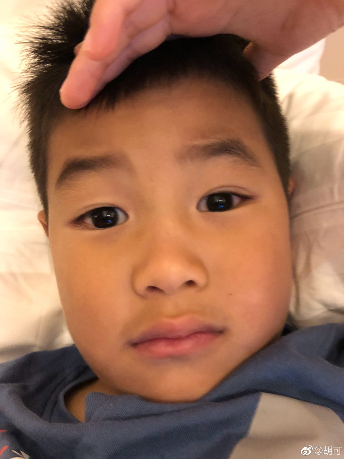 胡可晒小鱼儿萌照,单眼皮惊变双眼皮,网友:帅得